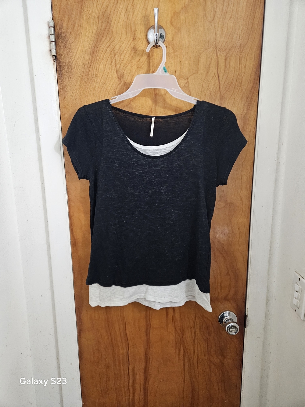 Women’s Layered Effect Short Sleeve Top - Black/White
